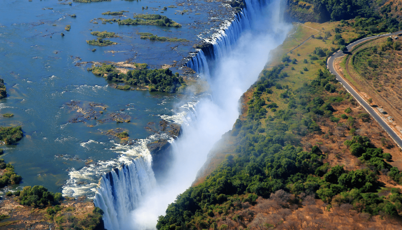 Gallery Slider - Aerial View of Victoria Falls Sustainable Safaris Africa - Destinations - Victoria Falls - Aerial View of Victoria Falls