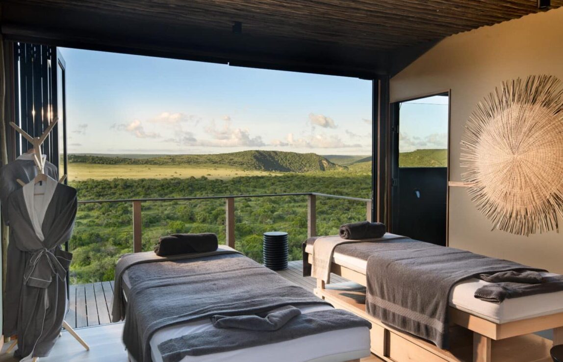 LECFS-IT2 -  Luxury Spa and Massage Bed Overlooking Beautiful View Sustainable Safaris Africa - Journeys - Luxury Eastern Cape Family Safari - Luxury Spa and Massage Bed Overlooking Beautiful View