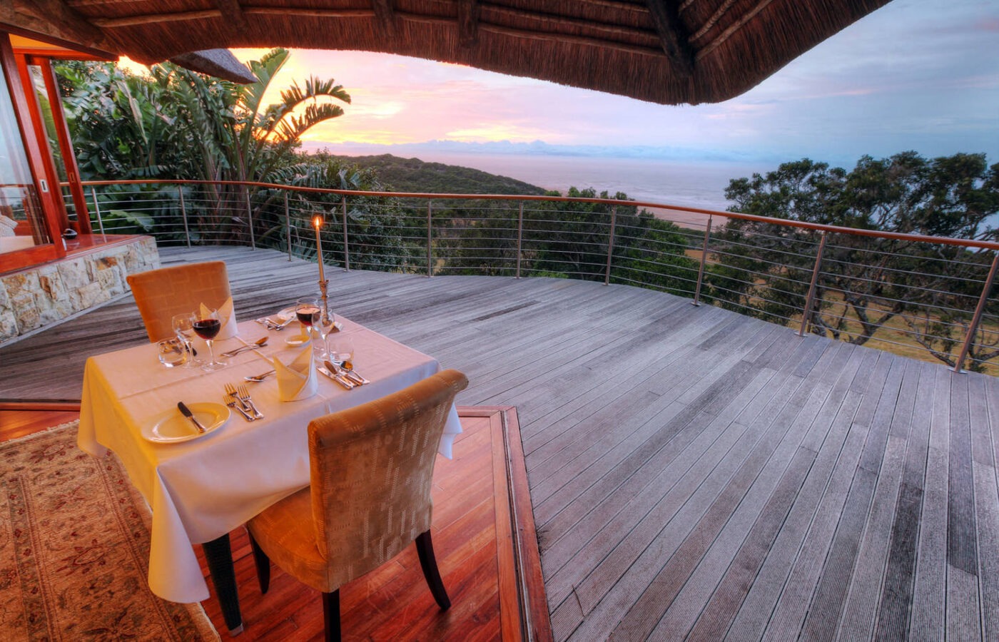S008 - IT2 - Set Dinner Table at Night Sustainable Safaris Africa - Journeys - Luxury Eastern Cape Couples Safari - Set Dinner Table at Night