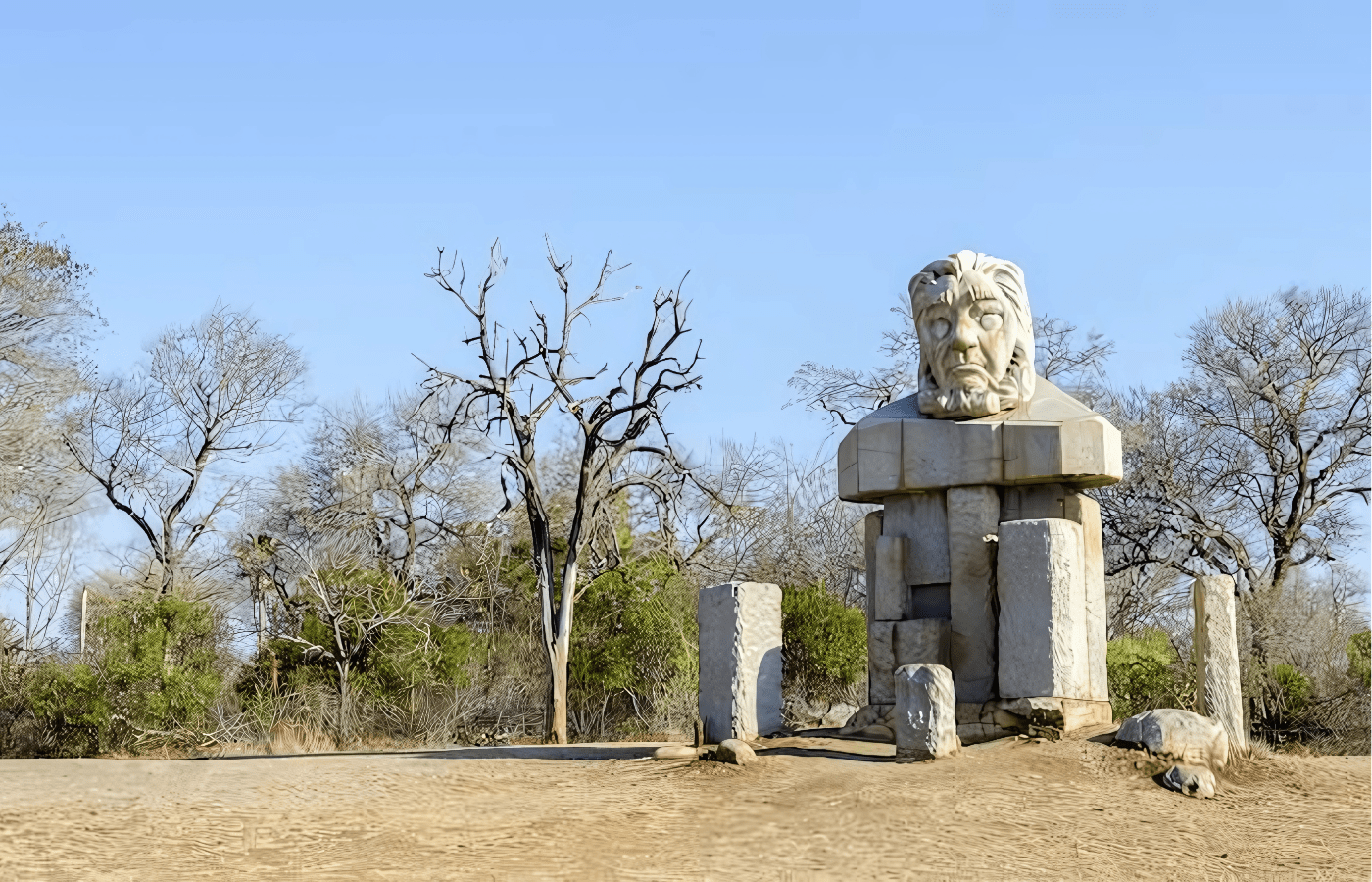 S001-IT1 - Mopani Rest Camp Stone Monument Sustainable Safaris Africa - Journeys - Budget Kruger Safari - Mopani Rest Camp Stone Monument